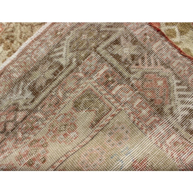 Vintage Turkish Oushak Rug With Soft Sage, Coral, and Faded Ivory Tones 3′1″ × 4′10″ For Sale In Atlanta - Image 6 of 7