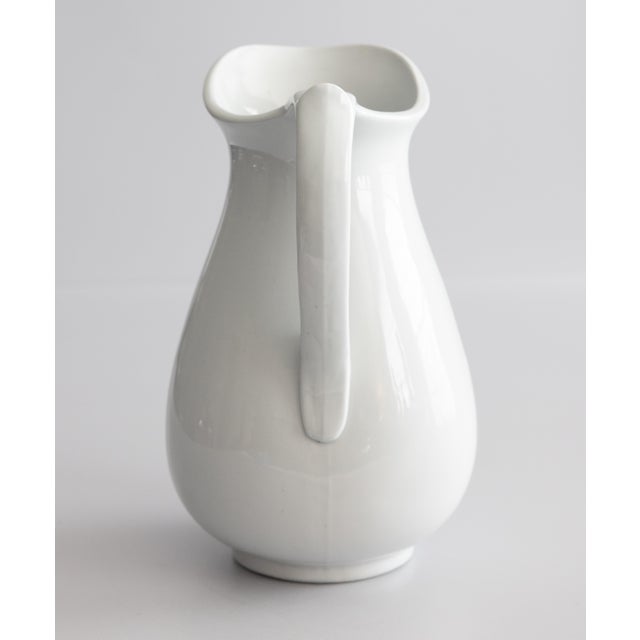 Large Antique 19th Century English White Ironstone Pitcher For Sale - Image 4 of 9