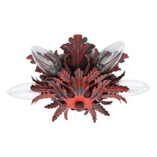 Red Florentine Ceiling Lamp by Banci Firenze, 1960s For Sale