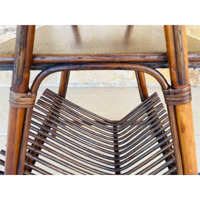 Mid-Century Italian Rattan and Bamboo Side Table, 1960s For Sale - Image 14 of 18