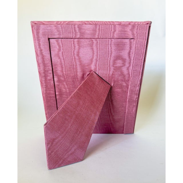 Textile Vintage Pink Moire Fabric Table Top Picture Frame, 8x10 For Sale - Image 7 of 7