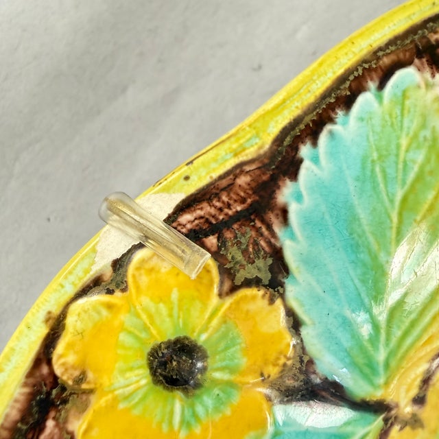 Samuel Alcock Strawberry & Grape Leaf Majolica Plates, Set of Two For Sale - Image 10 of 16