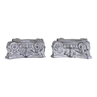 Restoration Hardware Style Architectural Pediment Scrolled Candle Holders- a Pair For Sale