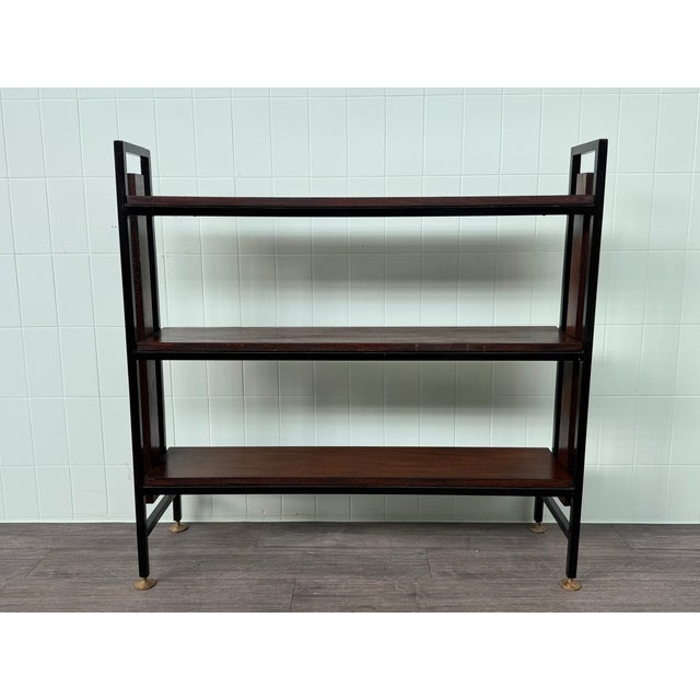 Vintage Industrial Italian Bookcase in Iron and Wood, 1970s For Sale - Image 13 of 16