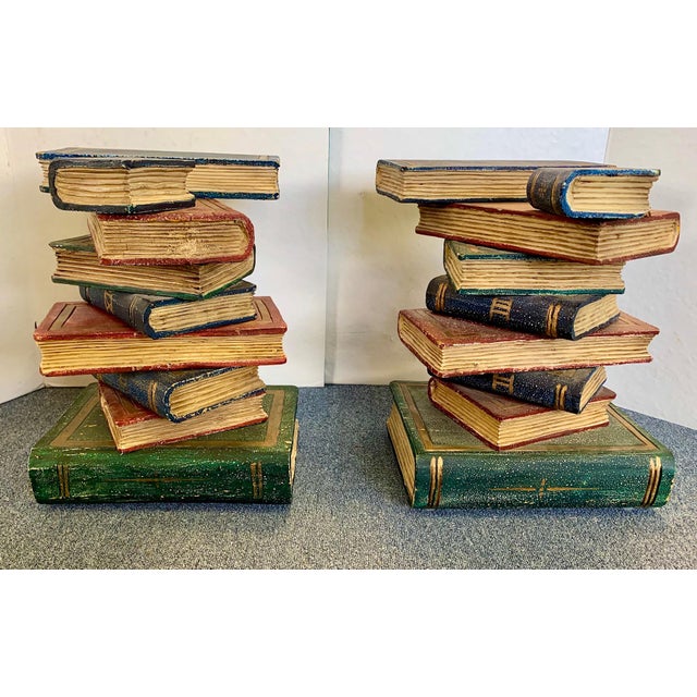 Italian HandPainted Book Stack Side Tables a Pair Chairish