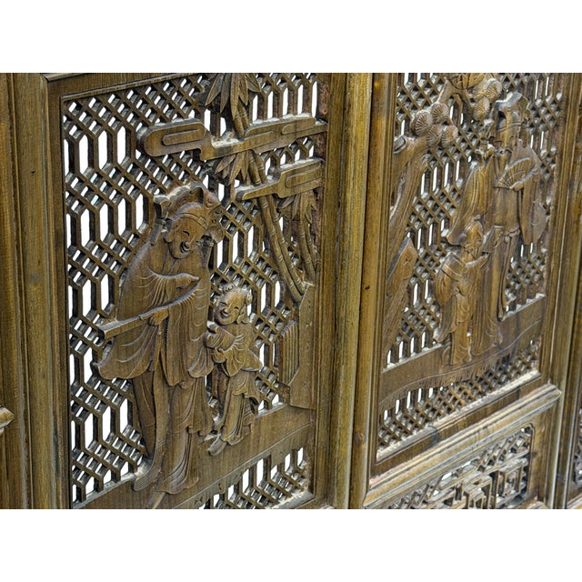 Chinese Scholars Student Motifs Wood Wall Panel Window Screen For Sale - Image 13 of 15