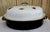 vintage 1960s Georges Briard covered roasting pan in the Ambrosia pattern, black and white enamel, painted fruit on the...