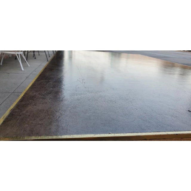 Wood 1950s Paul McCobb for Calvin Coffee Table Leather Top Philippine Mahogany Brass Trim For Sale - Image 7 of 13