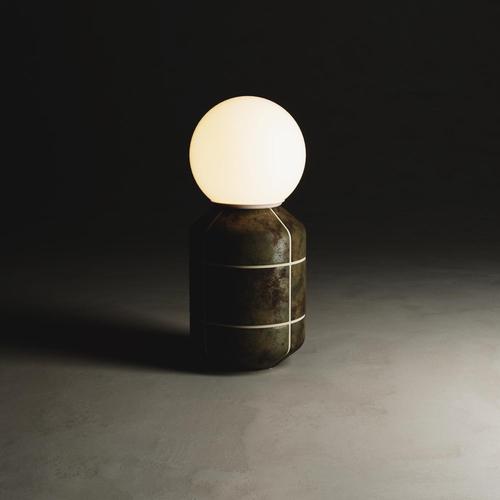 Navazi large table lamp in scorched coal ceramic & frosted glass by svitanok one of a kind. Dimensions: ø 16 x h 36 cm....