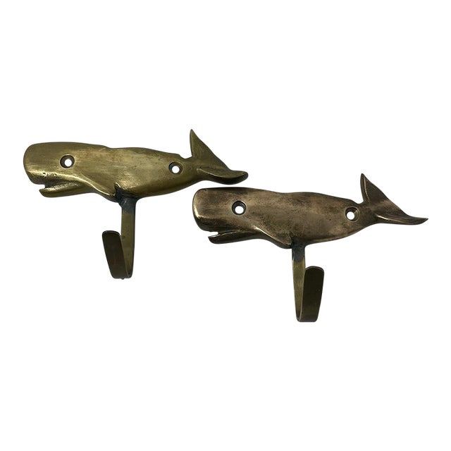 Pair Brass Whale Coat Hooks Chairish