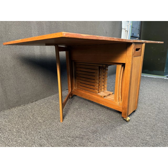 Mid 20th Century Teak Mid-Century Trolley Drop Leaf Dining Set of 5 For Sale - Image 9 of 12