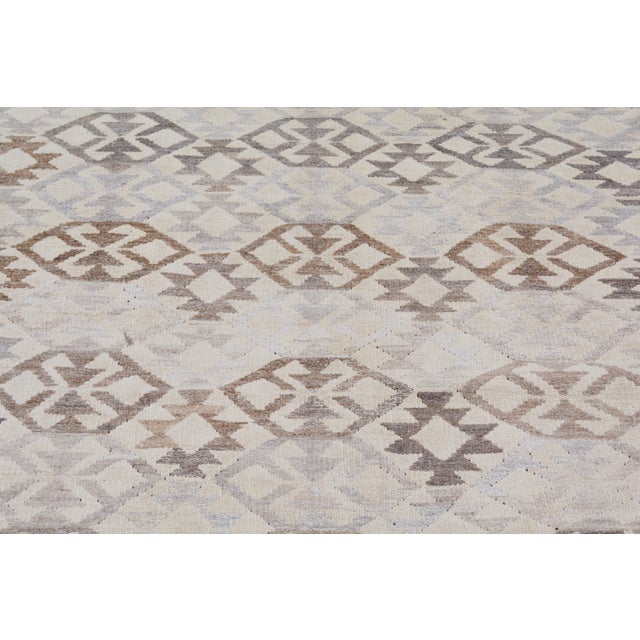 Native American Contemporary Afghan Navajo Style Flatweave Wool Rug,10'X13'2" For Sale - Image 3 of 6