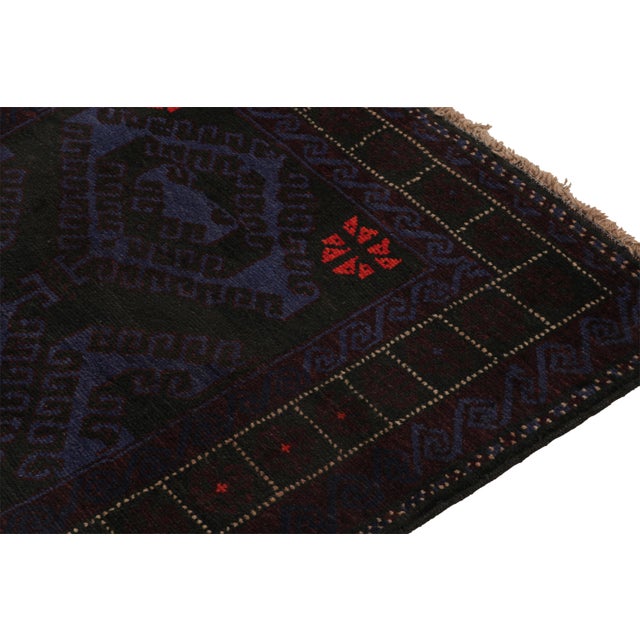 2010s Rug & Kilim’s Baluch Tribal Rugin Indigo Blue and Burgundy Geometric Patterns For Sale - Image 5 of 7