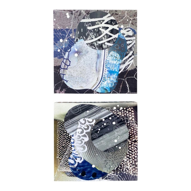 "Interlaced White" by Michael DesRosiers Abstract Mixed Media on MDF Panel (2025)-Set of 2 For Sale