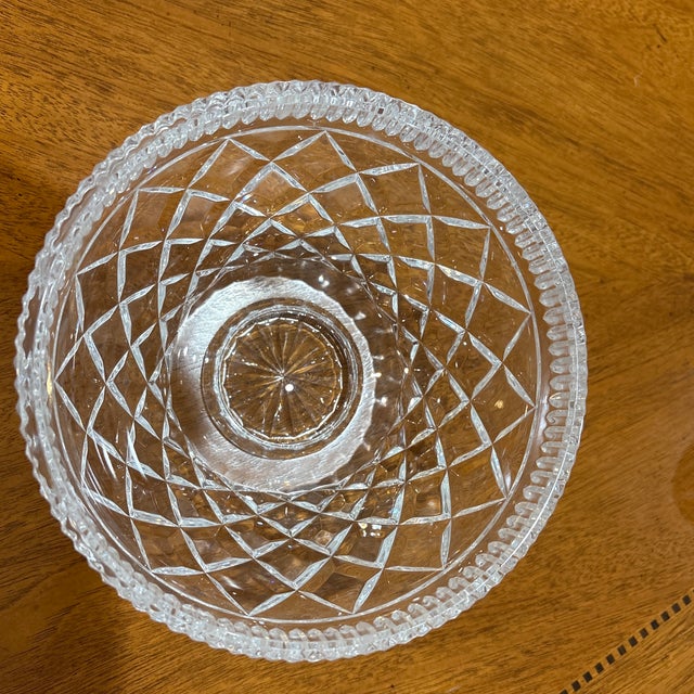Substantial Waterford crystal covered footed bowl (often used as a rose bowl or centerpiece) featuring deep, classic...