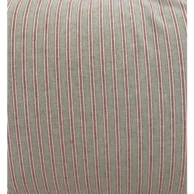 Textile Whimsical Reindeer Wearing Red Glasses Christmas Themed Bolster Pillow With Candy Stripe Back - Made in U K For Sale - Image 7 of 9