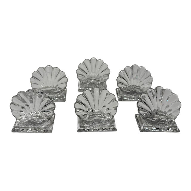 Set of 6, Baccarat "Bambous" Shell Form Crystal Place Card Holders For Sale