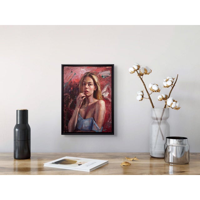 Secret Desire by Matt Talbert | Oil Painting of a woman with blonde hair and a thoughtful expression For Sale - Image 4 of 5