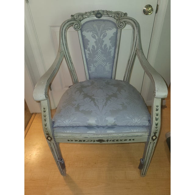 French Vintage Louis XVI Revival Grey Painted Armchair With Wedgwood-Style Medallions For Sale - Image 11 of 11