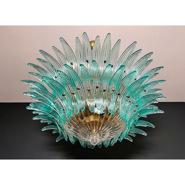 Vintage Murano Chandelier with 82 Turquoise Glasses, 1990s For Sale - Image 16 of 18