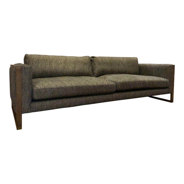 Mid-Century Modern Style Charcoal Tweed Sofa For Sale