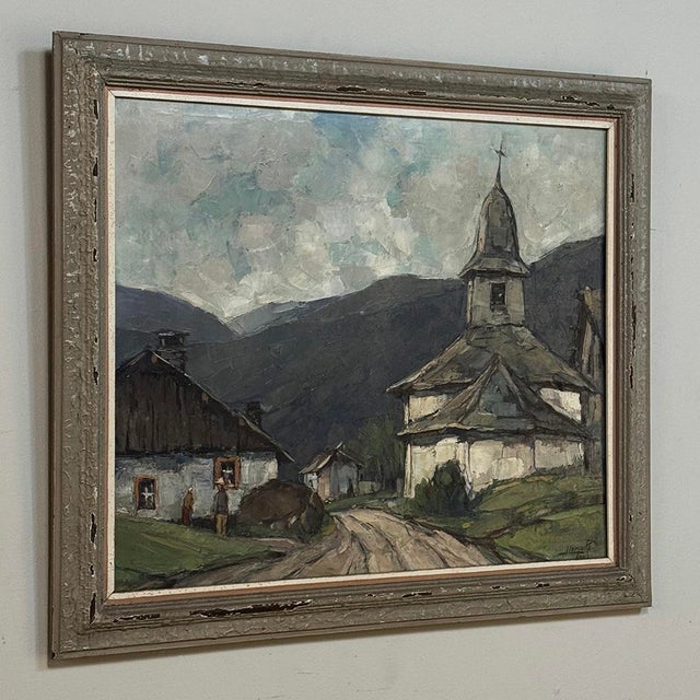 Mid 20th Century Framed Oil on Canvas by Belgian Landscape Painter Joseph Lemaire (1891–1972) 'Ardennes Village' For Sale - Image 5 of 16