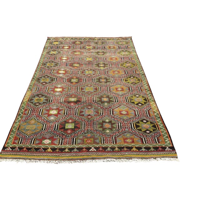 Embroidered Kilim Rug - 75" X 116" For Sale
