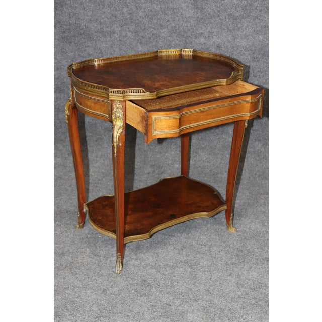 Late 19th Century 19th C French Louis XV Style Bronze Ormolu Mounted Two Tier End Table For Sale - Image 5 of 14