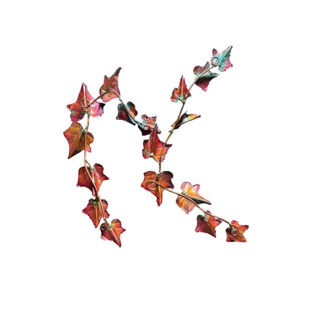 Metal Circas Early 80’s Metal Vine Leaf Wall Decoration For Sale - Image 7 of 8