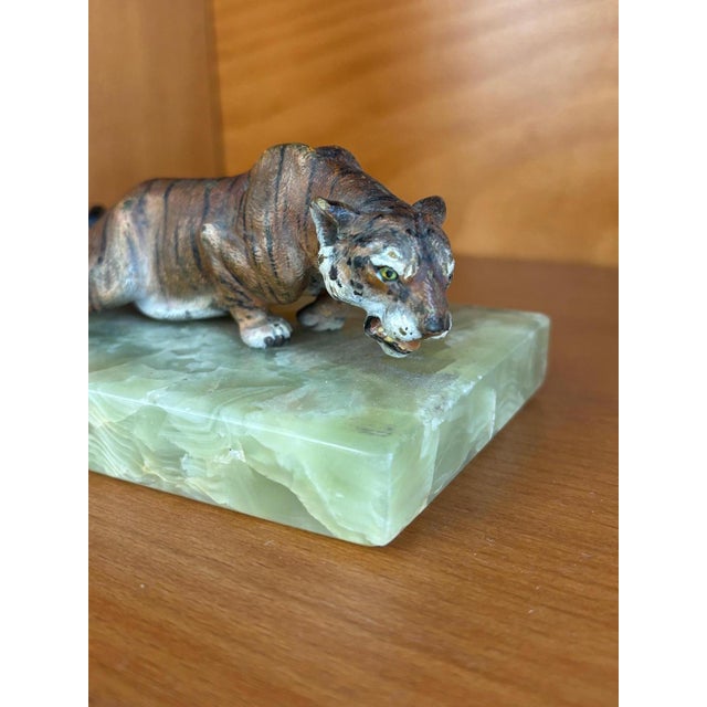 Metal Art Deco Figure of a Creeping Tiger, 1920s For Sale - Image 7 of 8