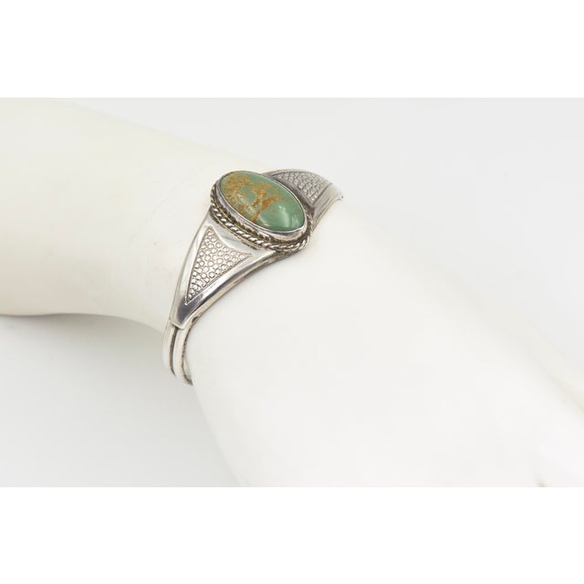 Late 20th Century Southwestern Sterling Silver and Turquoise Cuff Bracelet For Sale - Image 5 of 7