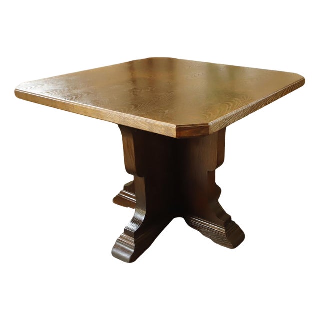 Rustic Oak Table with Central Base, 1920s For Sale