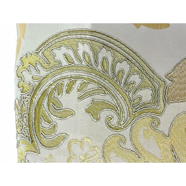 Late 20th Century Vintage Embroidered Gold & Bronze Damask Pillow For Sale - Image 5 of 7