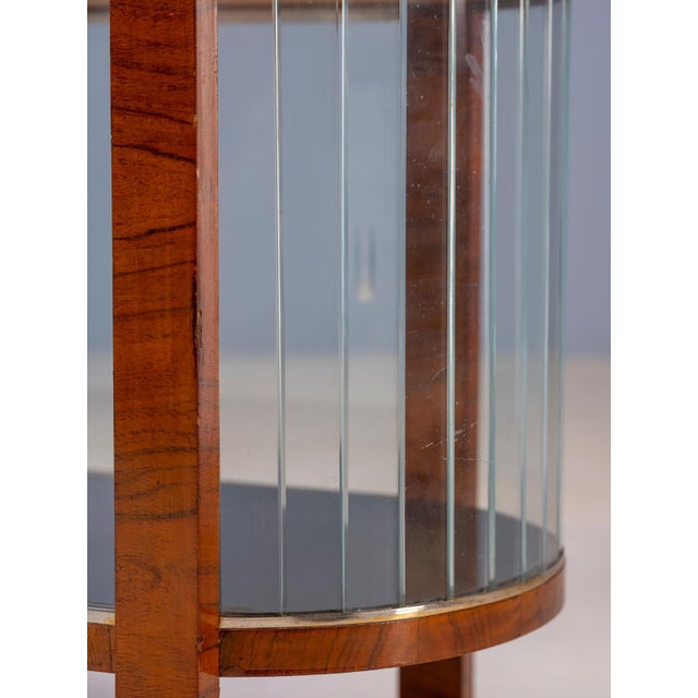 Vintage Art Deco Display Cabinet with Curved Wooden Frame and Glass Doors, 1950s For Sale - Image 9 of 10