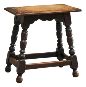Rustic Stool or Side Table in Turned and Carved Oak, 19th Century