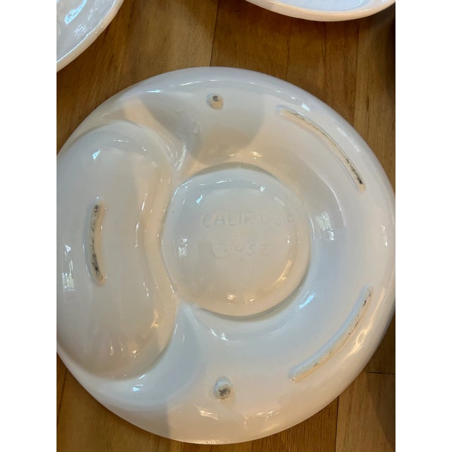 White Vintage White Majolica Style Artichoke Plates by California Usa Pottery - a Set of 6 For Sale - Image 8 of 9