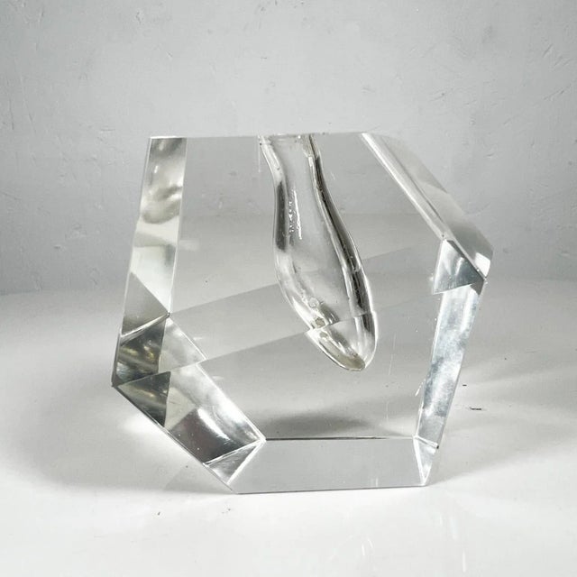 Faceted Crystal Orchid Bud Vase Art Glass Paperweight Iittala Timo Sarpaneva For Sale In San Diego - Image 6 of 9