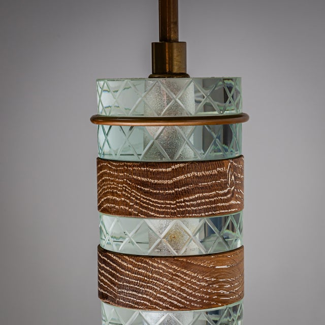 Mid-20th Century Table Lamp in Glass and Wood, Probably Italy For Sale - Image 10 of 11