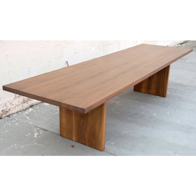 Brown Custom Walnut Dining Table For Sale - Image 8 of 9