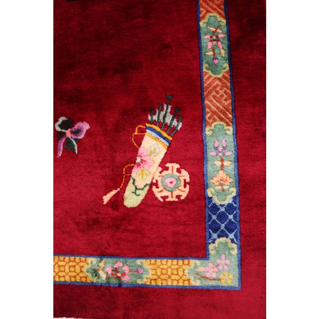 Red Antique Art Deco Rug, 3' X 5; For Sale - Image 8 of 11