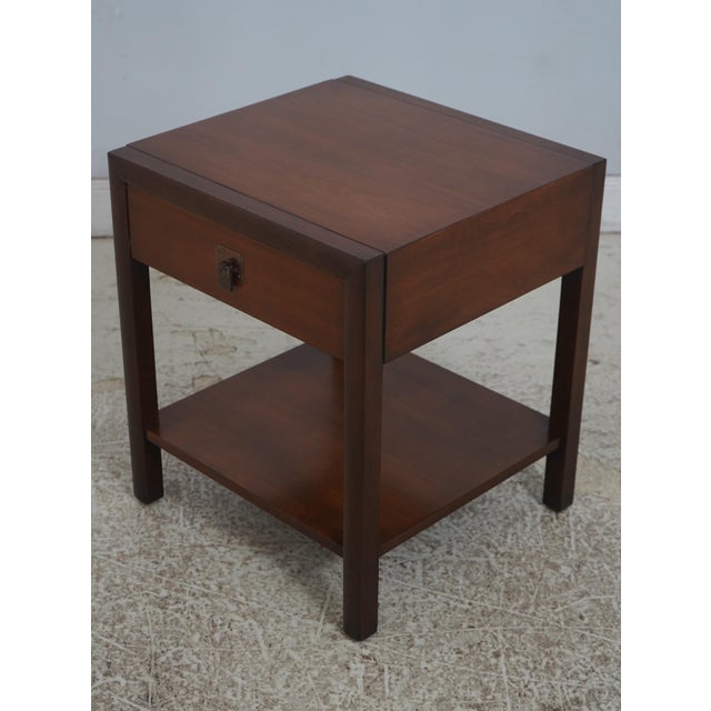 Mid-Century Modern 1950s Pair John Stuart Mid Century Modern Walnut Nightstands For Sale - Image 3 of 18