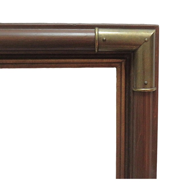 FREE SHIPPING ANYWHERE IN THE CONTINENTAL US! This is a dark wood picture frame with brass corners. Measures 16" x 27 3/4"...