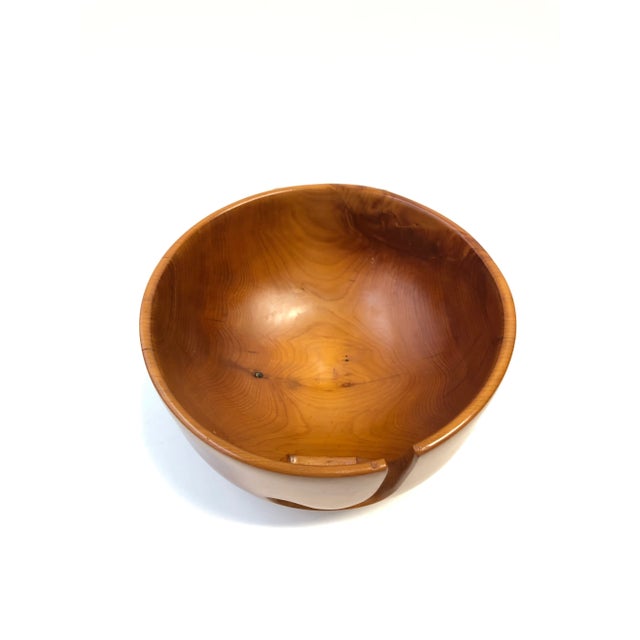 2010s Hand Turned Hardwood Yew Yarn Bowl For Sale - Image 5 of 8