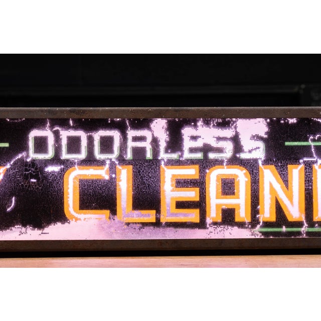 1940s Vintage "Odorless Dry Cleaning" Lighted Storefront Sign For Sale - Image 5 of 9