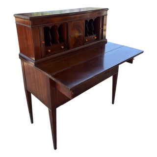 Antique American Federal Secretary Desk W Tambour Doors For Sale