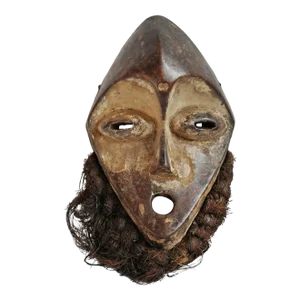 Vintage Wood & Raffia Lega Mask