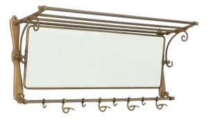 Art Deco Style Brass Mirrored Coat Rack