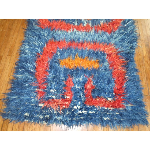 Baby Blue Vintage Turkish Tulu Rug For Sale - Image 8 of 18