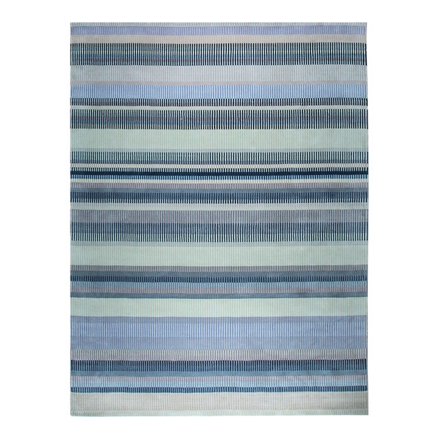 8x10 Jade Sophisticated Multicolor Mauve Striped Handmade Wool Carpet Rug For Sale