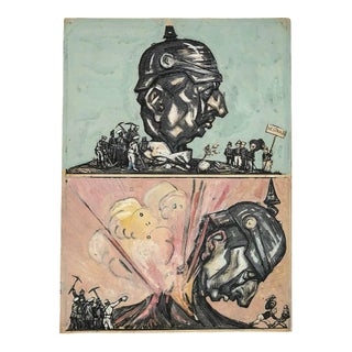 Gabriele Galantara - Cover for The Donkey - Ink and Watercolor - 1914 For Sale